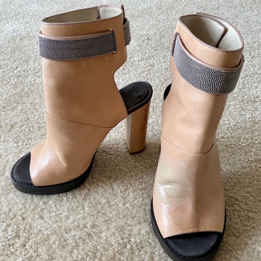 **Brunello Cucinelli Nude Cage Sandal Heels - EU37